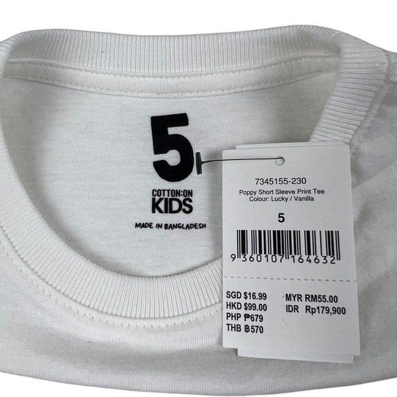 Cotton On Kids Poppy Short Sleeve Lucky Cat Graphic Tee - Size 5 - Picture 2 of 5